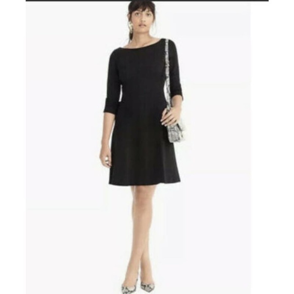 J. Crew Fit & Flare Black Ponte Knit Dress SZ 00 NWT NEW